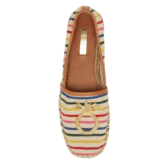Louise et Cie striped flat espadrilles with gold pineapple - size 7.5 - Picture 1 of 13